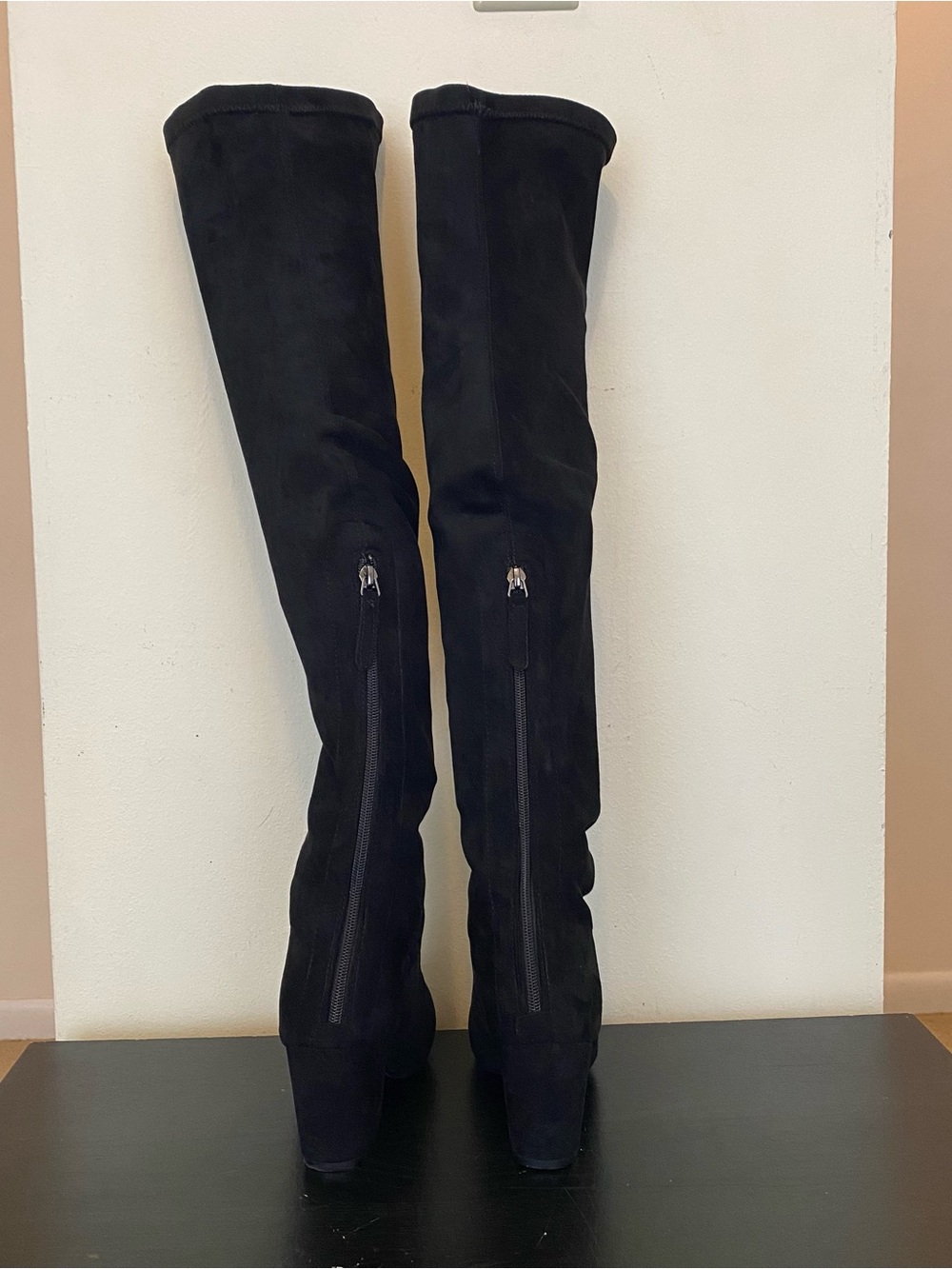Womens Over The Knee Stretch Thigh High Black Suede Boots EUR Size 35 Size 5 - Picture 8 of 12